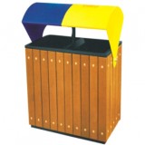 遮雨式钢木分类垃圾箱