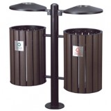 环保分类钢木垃圾桶