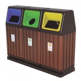 三联分类环保钢木垃圾桶