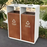 转木纹不锈钢分类垃圾桶打造兼具美观与耐用的环保卫士