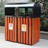 户外钢木两分类垃圾桶的城市美学叙事