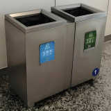 美学的实践室内地铁站直投口两分类不锈钢垃圾桶定制