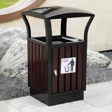 小蛮腰公园的风景线钢木方形垃圾桶的定制美学