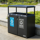 喷粉金属两分类垃圾箱，共筑公园广场绿色新境