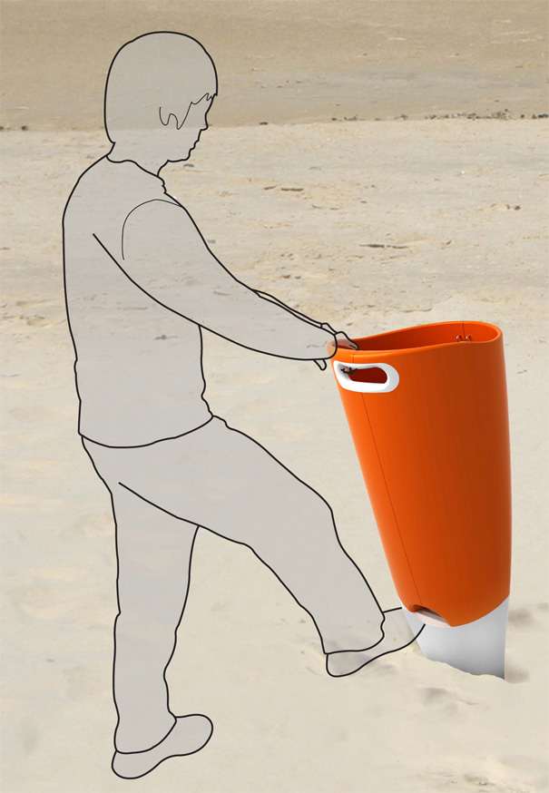 海滩垃圾桶成海滩上的环保神器