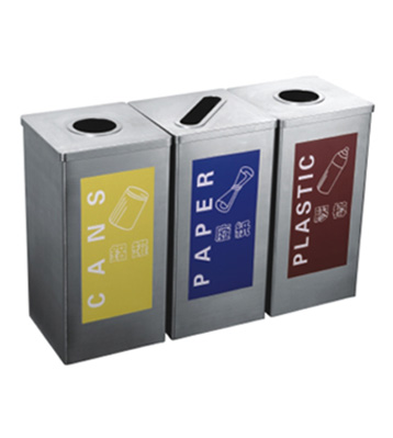 方形不锈钢三分类回收桶