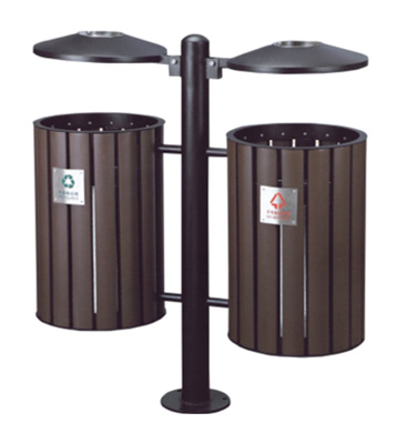 环保分类钢木垃圾桶